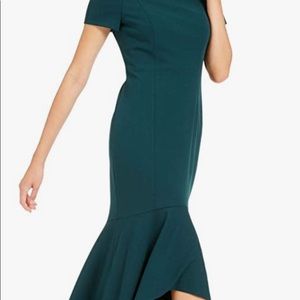 Calvin Klein off the shoulder high low gown